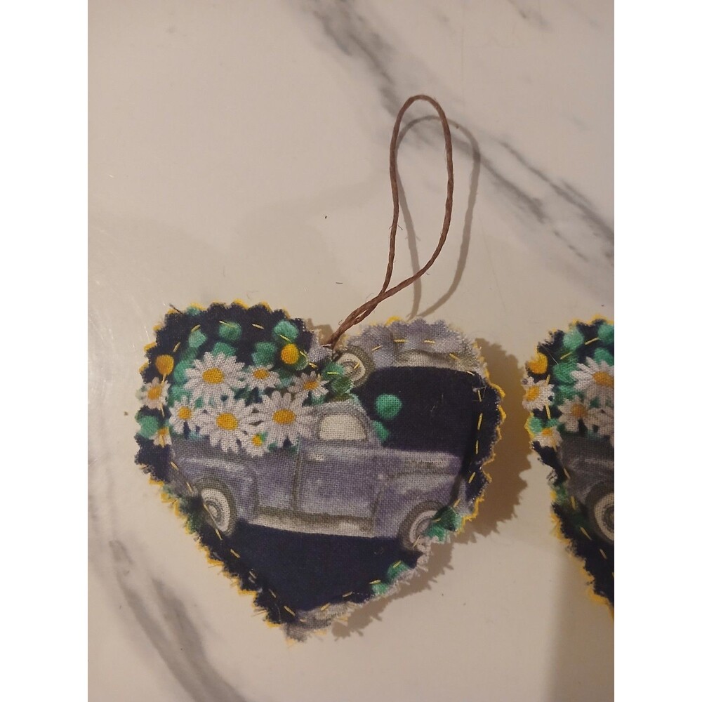 Christmas Ornament Primitive Handmade Gift Country Cottage Heart- Set of 5 - Picture 9 of 10